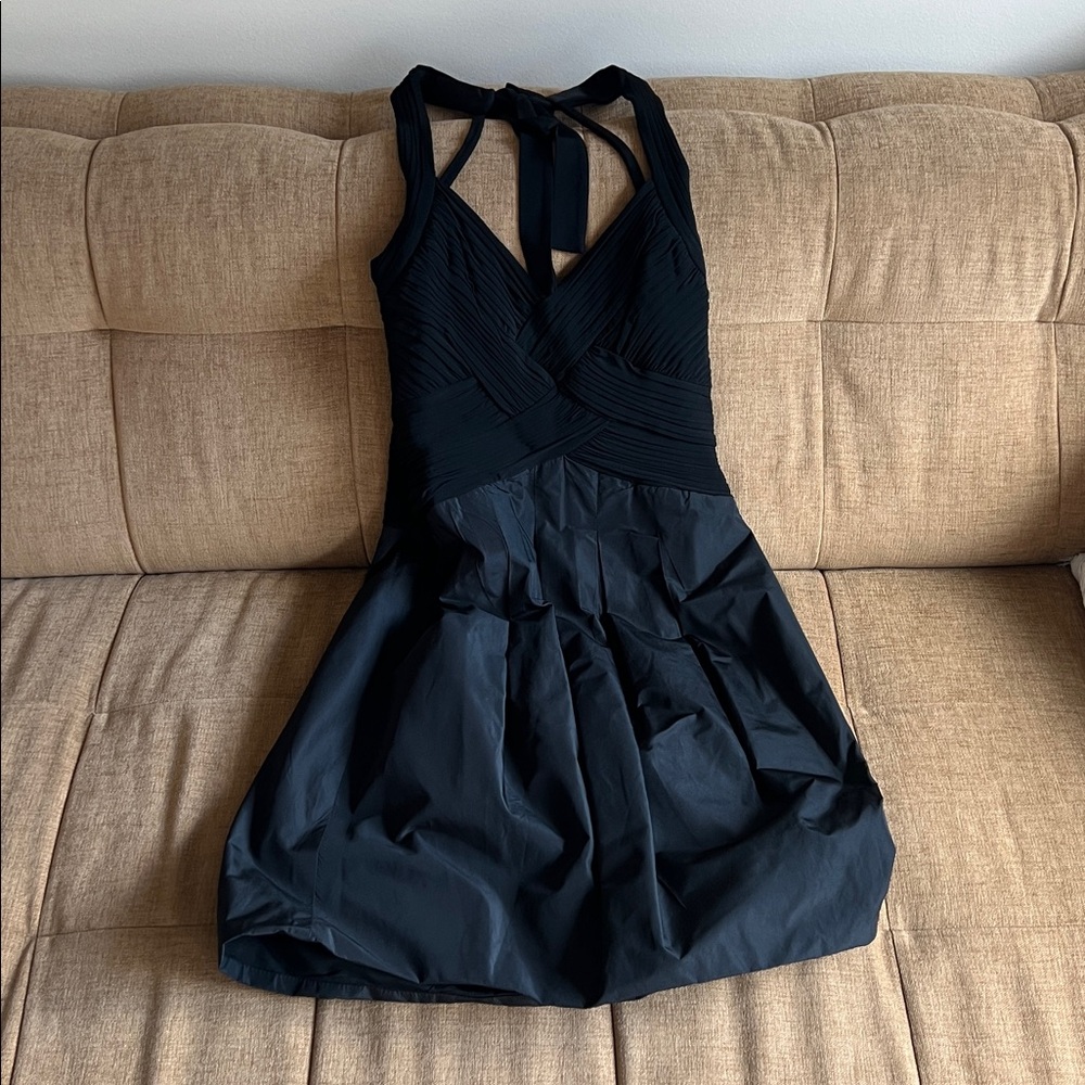 BCBGMaxAzria Black Textured Fabric Dress / balloon skirt